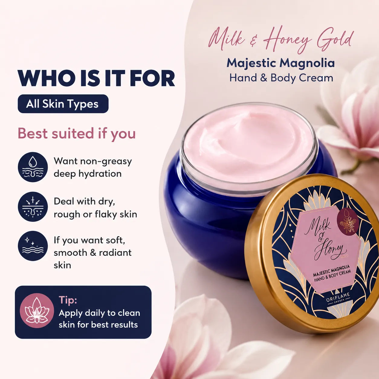 Oriflame Milk and Honey Majestic Magnolia Hand & Body Cream 250 ML