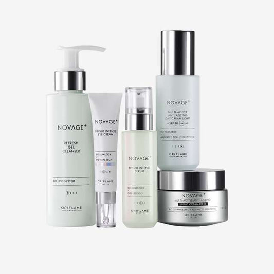 Oriflame NOVAGE+ Bright Intense Routine Mixed 5 Piece Skincare Set