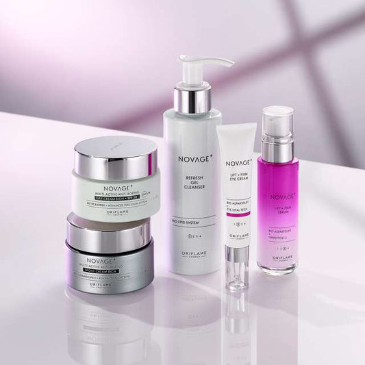 Oriflame NOVAGE+ Lift Plus Firm Routine Rich 5 Piece Skincare Set
