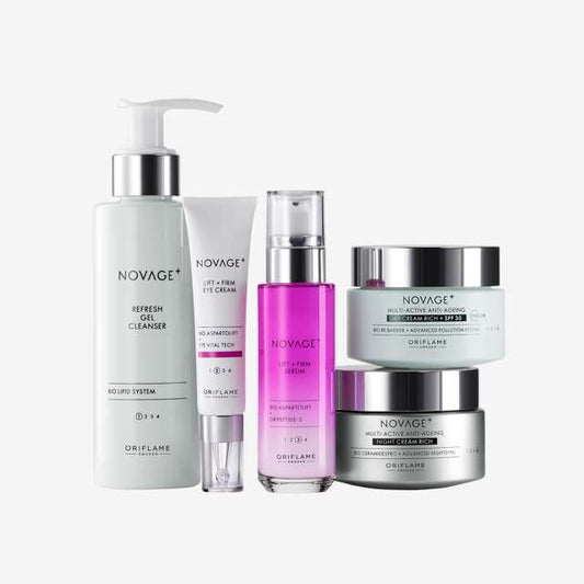 Oriflame NOVAGE+ Lift Plus Firm Routine Rich 5 Piece Skincare Set