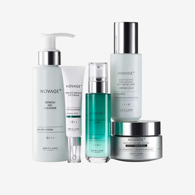 Oriflame NOVAGE+ Wrinkle Smooth Routine Mixed 5 Piece Skincare Set