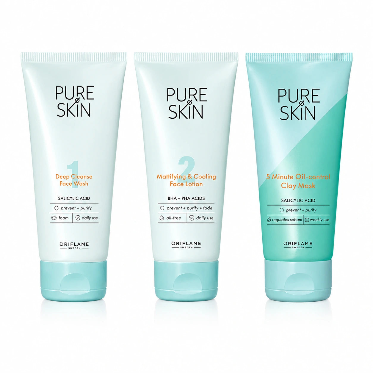 Oriflame Pure Skin Complete Anti Blemish 3 Step Routine Bundle