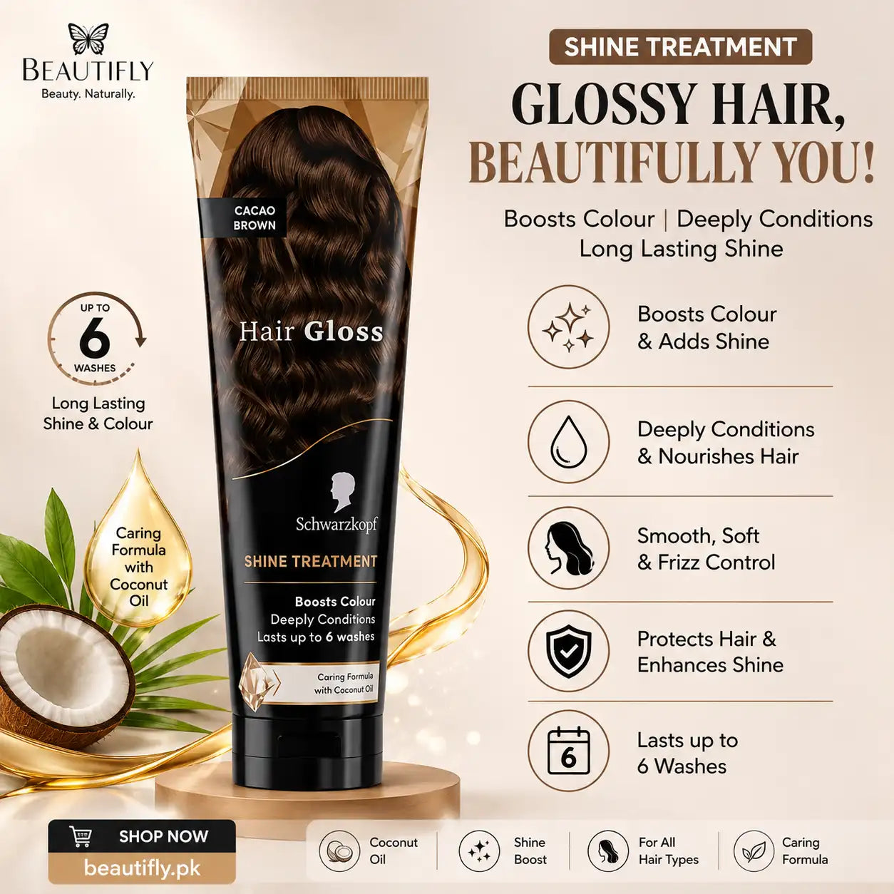 Schwarzkopf Hair Gloss Shine Treatment Cacao Brown 150ml