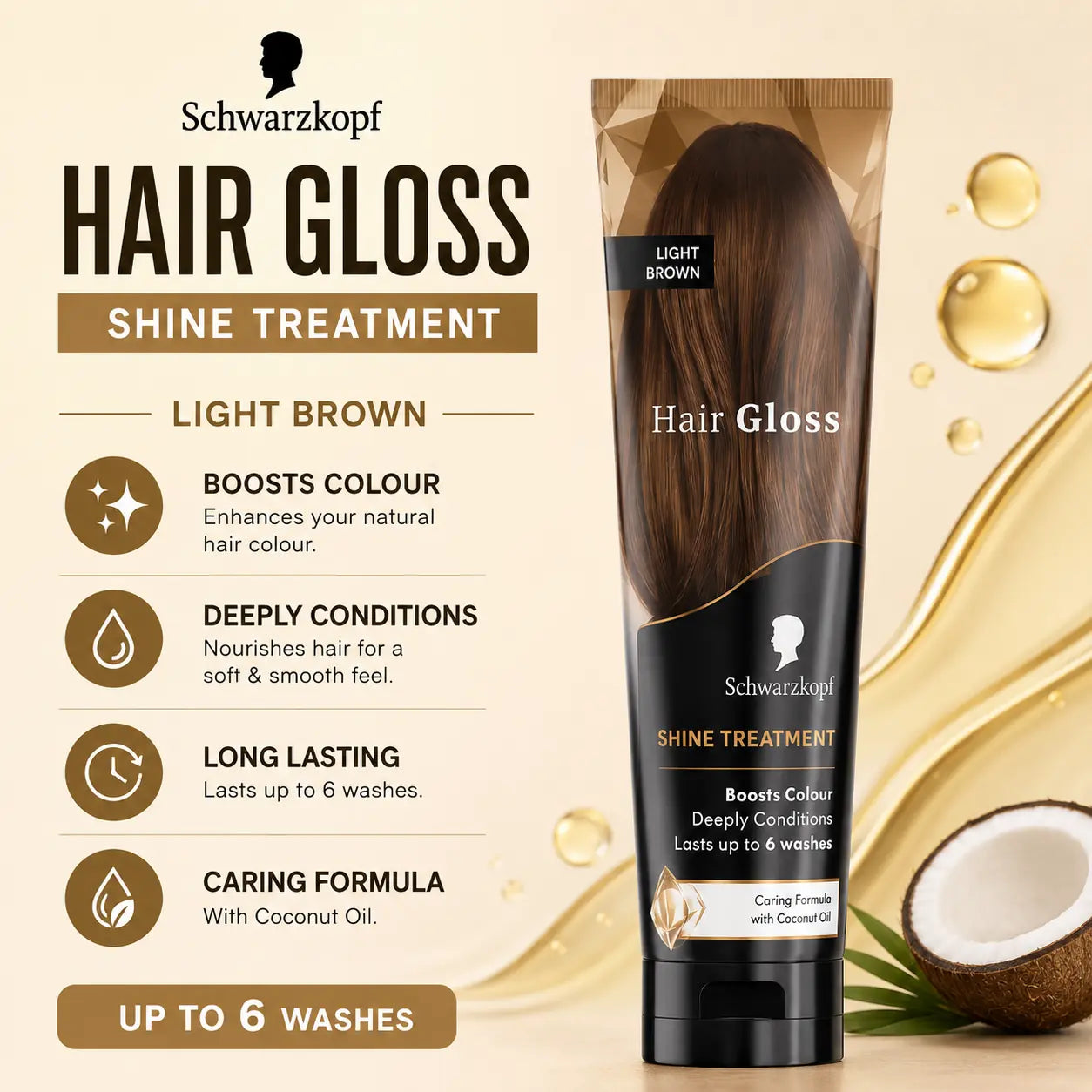 Schwarzkopf Hair Gloss Shine Treatment Light Brown 150ml
