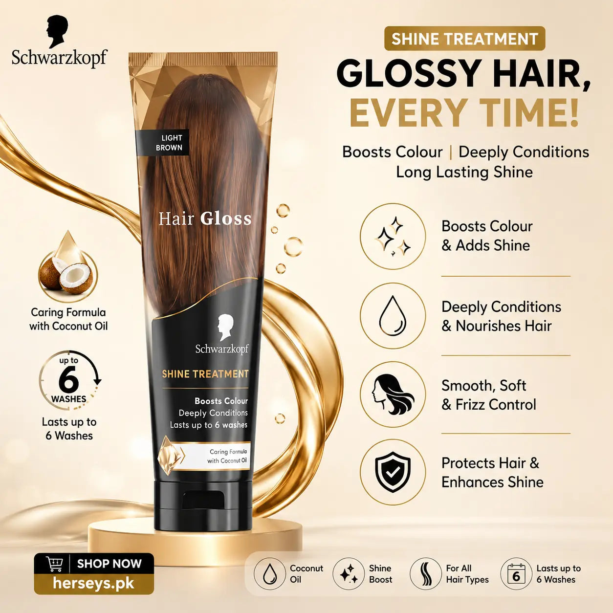 Schwarzkopf Hair Gloss Shine Treatment Light Brown 150ml

