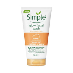 Simple glow facial wash tube on a white background