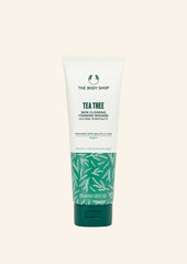 Tube of The Body Shop Tea Tree Skin Clearing Foaming Mousse on a white background
