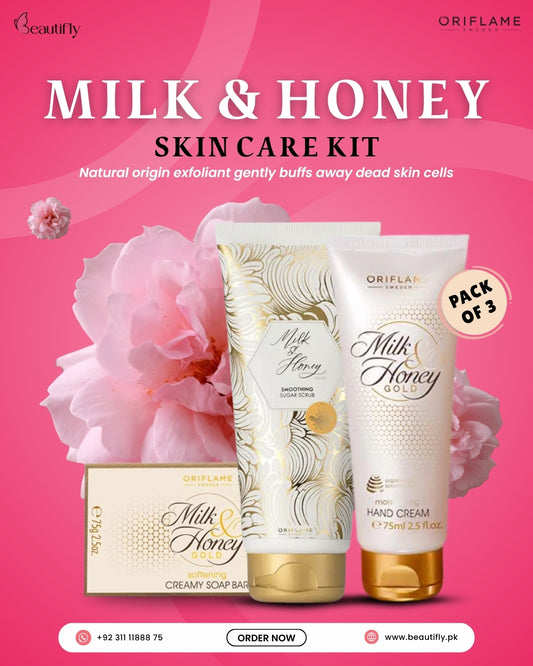 Oriflame Milk And Honey Gold Exfoliate Soften & Moisturize Bundle